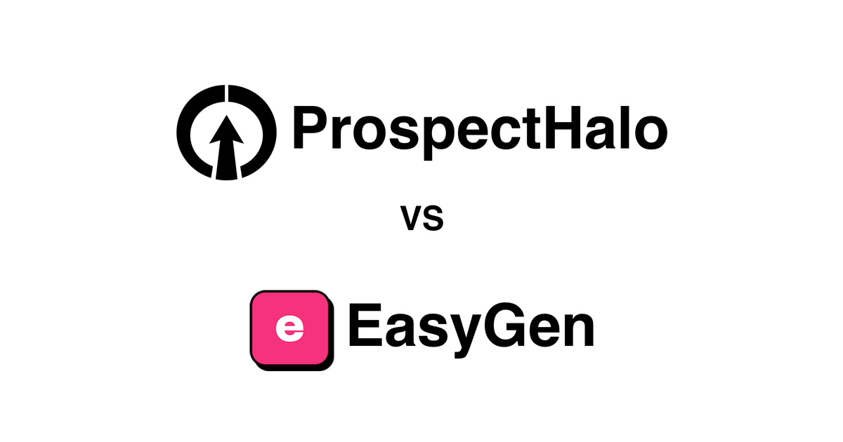 ProspectHalo logo above the EasyGen logo with VS between them