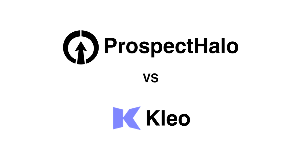ProspectHalo logo above the Kleo logo with VS between them