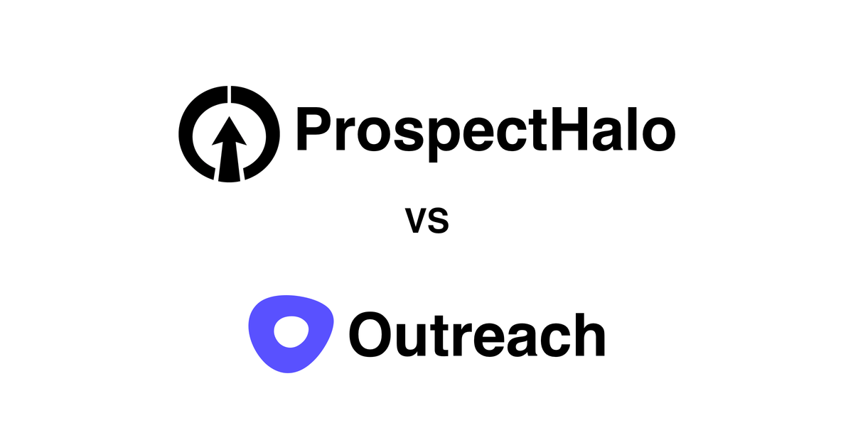 ProspectHalo logo above the Outreach logo with VS between them
